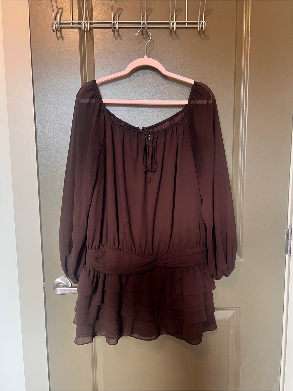 Amanda Uprichard Burgundy Off-Shoulder Ruffle Romper